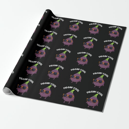 Figgin Cool Funny Fig Food Puff Dark BG Geschenkpapier (Ungerollt)