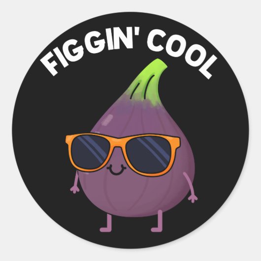 Figgin Cool Funny Fig Food Puff Dark BG Runder Aufkleber (Vorderseite)