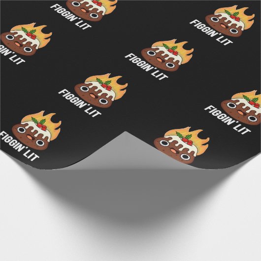 Figgin Lit Funny Figgy Pudding Pun Dark BG Geschenkpapier (Ecke)
