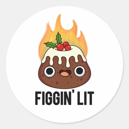 Figgin Lit Funny Figgy Pudding Pun Runder Aufkleber (Vorderseite)