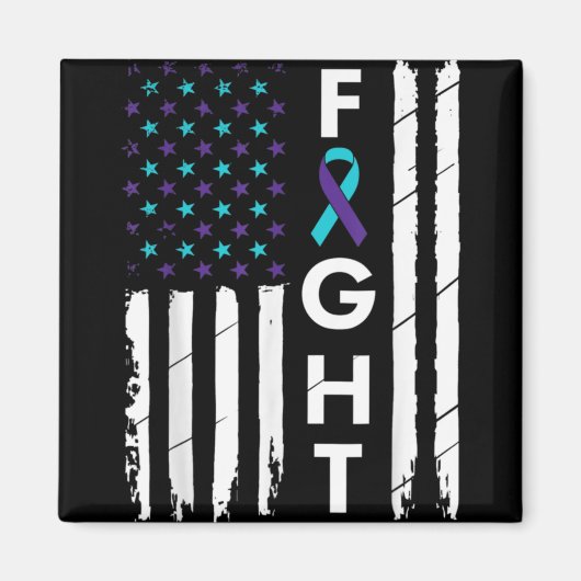 Fight American Flag Ribbon Suicide Prevention Awar Magnet (Vorne)