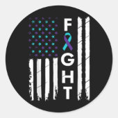 Fight American Flag Ribbon Suicide Prevention Awar Runder Aufkleber (Vorderseite)
