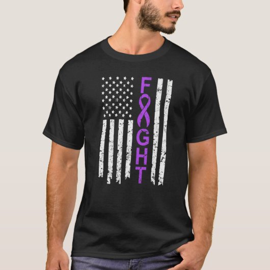 Fight American USA Flag Fibromyalgia Awareness Sur T-Shirt (Vorderseite)