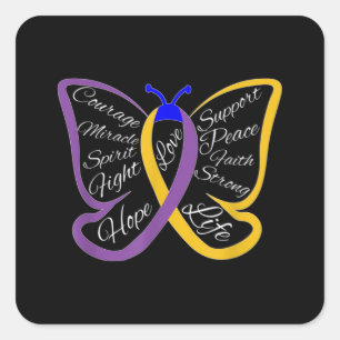 Fight Bladder Cancer Awareness Butterfly Quadratischer Aufkleber