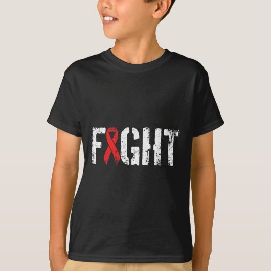 Fight Blood Cancer- Military-style Red Awareness R T-Shirt (Vorderseite)