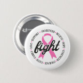 Fight Breast Cancer Pink Ribbon Awareness Button (Vorne & Hinten)