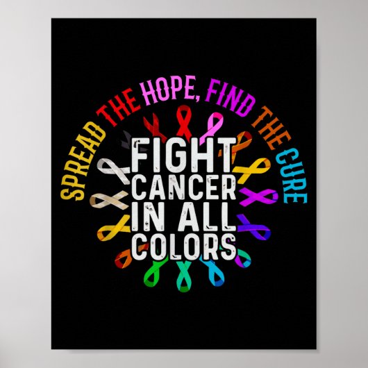 Fight Cancer All Every Color Awareness Support Poster (Vorne)
