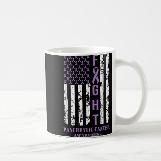 Fight Flag Purple Ribbon Suprt Pancreatic Cancer Kaffeetasse (Rechts)