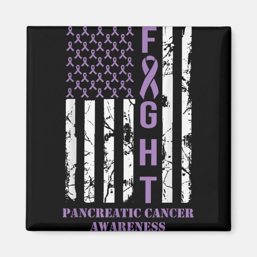 Fight Flag Purple Ribbon Suprt Pancreatic Cancer  Magnet (Vorne)