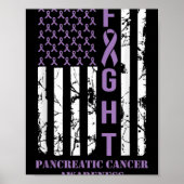 Fight Flag Purple Ribbon Suprt Pancreatic Cancer Poster (Vorne)