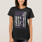 Fight Flag Purple Ribbon Suprt Pancreatic Cancer T-Shirt (Vorderseite)