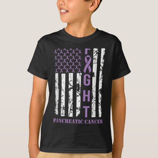 Fight Flag Purple Ribbon Suprt Pancreatic Cancer  T-Shirt (Vorderseite)