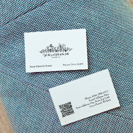 Fight Good Fight Bible Verse Floral Doodle Church Visitenkarte