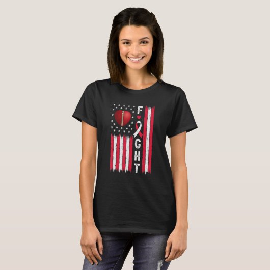 Fight Heart Disease Awareness US Flag CHD Warrior  T-Shirt (Vorne ganz)