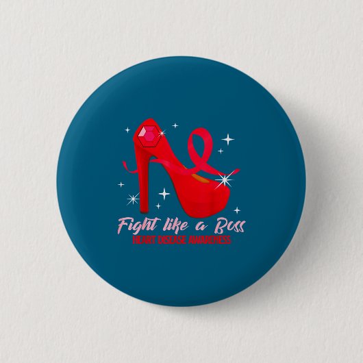 Fight Like A Boss Heart Health Heart Disease Aware Button (Vorderseite)
