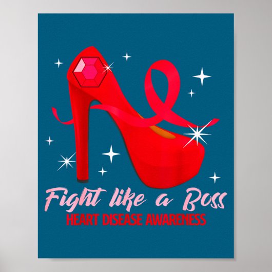 Fight Like A Boss Heart Health Heart Disease Aware Poster (Vorne)