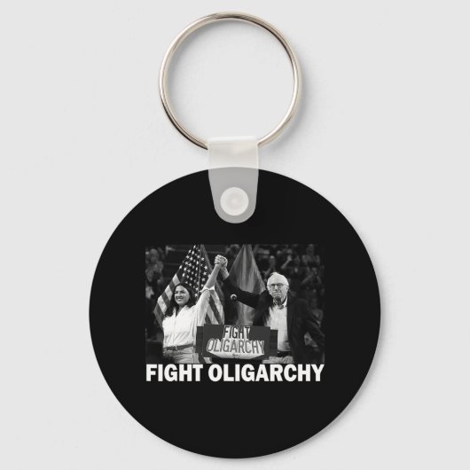 Fight Oligarchy Bernie Sanders And Aoc Freedom Us  Schlüsselanhänger (Vorderseite)