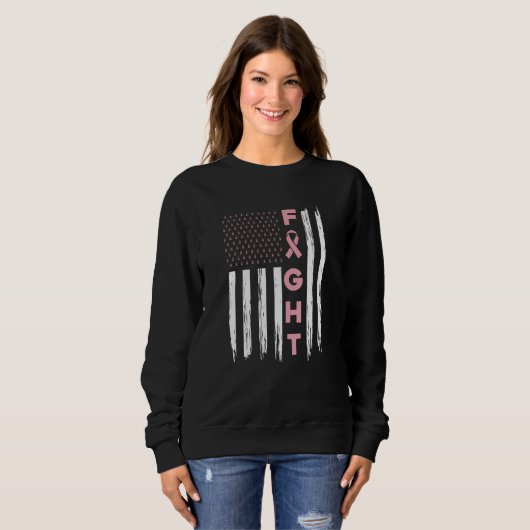 Fight Pink American Flag Breast Cancer Awareness Sweatshirt (Vorne ganz)