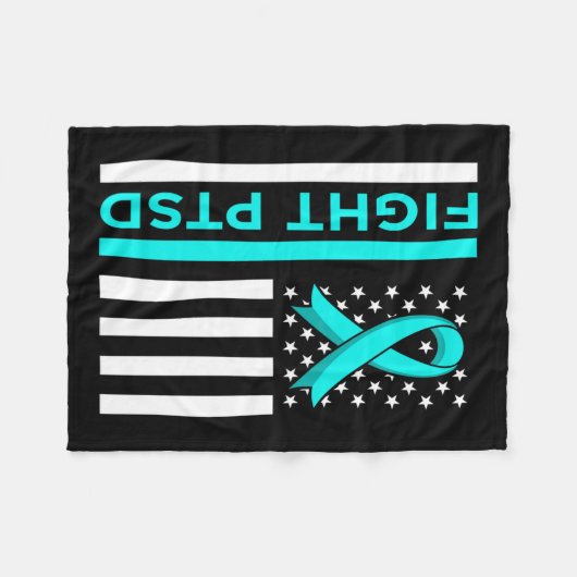 Fight Ptsd Stress Awareness Usa Flag Ribbon Graphe Fleecedecke (Vorderseite (Horizontal))