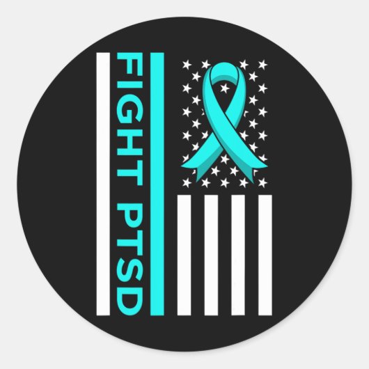 Fight Ptsd Stress Awareness Usa Flag Ribbon Graphe Runder Aufkleber (Vorderseite)
