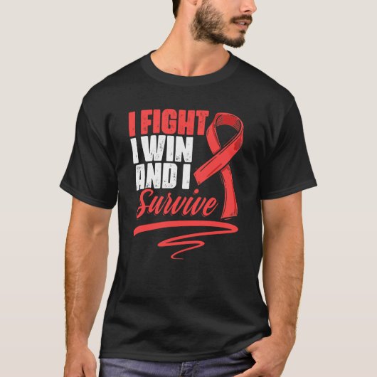 Fight Win Stroke Survivor Red Ribbon Stroke Awaren T-Shirt (Vorderseite)