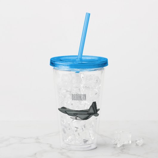 Fighter aircraft cartoon illustration  acryltrinkbecher (Rückseite Ice)