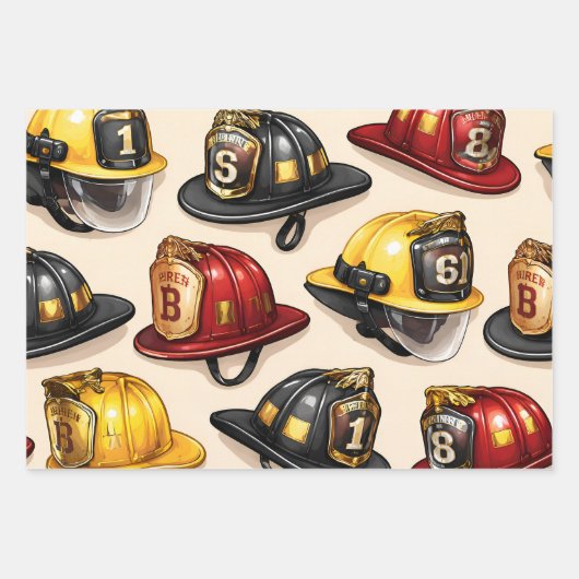 Fighter helmet pattern fire station wrapping geschenkpapier set (Vorderseite 2)