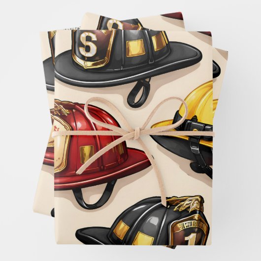 Fighter helmet pattern fire station wrapping geschenkpapier set (Beispiel)