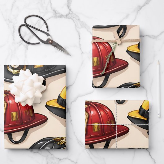 Fighter helmet pattern fire station wrapping geschenkpapier set (Vorderseite)