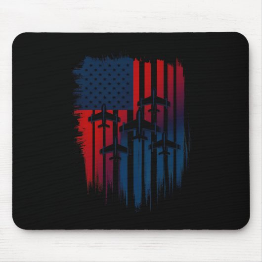 Fighter Jet Airplane American Flag Patriotic 4th O Mousepad (Vorne)