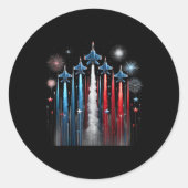 Fighter Jet Airplane American Flag Patriotic 4th O Runder Aufkleber (Vorderseite)