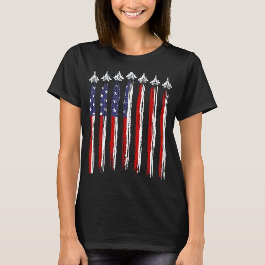 Fighter Jet Airplane USA Flag 4th Of July Patrioti T-Shirt (Vorderseite)