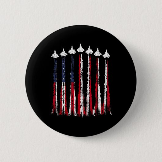 Fighter Jet Flugzeug USA Flag 4. Juli Patrioti Button (Vorderseite)