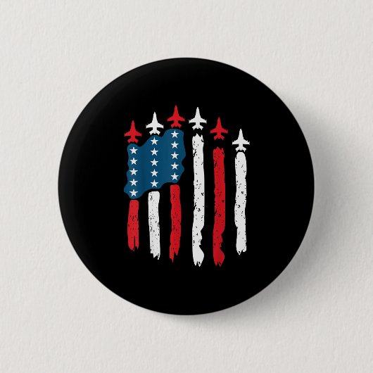 Fighter Jet Flugzeug USA Flag 4. Juli Patrioti Button (Vorderseite)