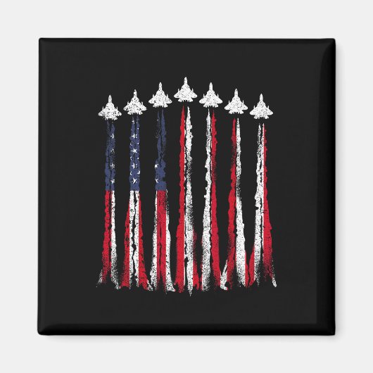 Fighter Jet Flugzeug USA Flag 4. Juli Patrioti Magnet (Vorne)
