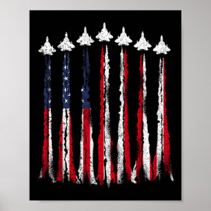 Fighter Jet Flugzeug USA Flag 4. Juli Patrioti Poster