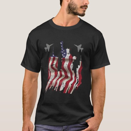Fighter Jet Flugzeug USA Flag 4. Juli Patrioti T-Shirt (Vorderseite)
