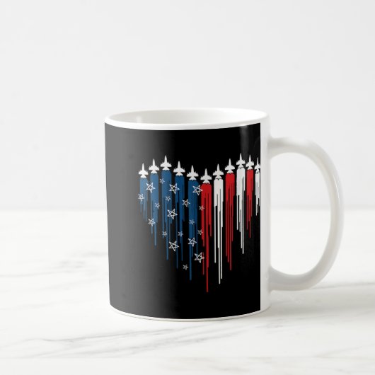 Fighter Jets Airplane American Flag Herz 4. J Kaffeetasse (Rechts)