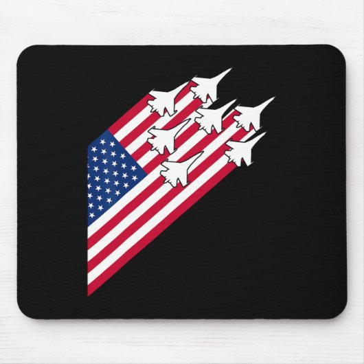 Fighter Jets US Flag 4. Juli Fighter Jet Flag Mousepad (Vorne)