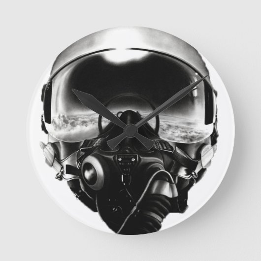 Fighter Pilot Helmet Runde Wanduhr (Vorderseite)