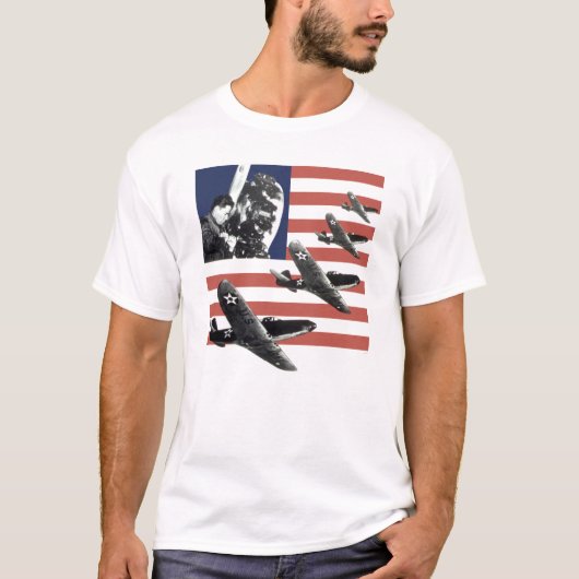 Fighter Plane American Flag T-Shirt (Vorderseite)