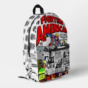 'Fighting American' Retro-Comics-Rucksack Bedruckter Rucksack