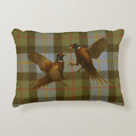 Fighting Pheasants on tweed / tartan background  Dekokissen