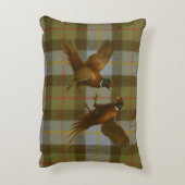 Fighting Pheasants on tweed / tartan background Dekokissen (Rückseite(Vertikal))
