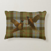 Fighting Pheasants on tweed / tartan background Dekokissen (Rückseite)