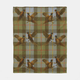 Fighting Pheasants on tweed / tartan background  Fleecedecke