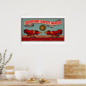 Fighting Roosters - Matchbox Print - Sweden Wall Poster (Küche)