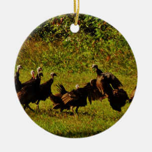 Fighting Wild Turkeys in the Smoky Mountains Keramik Ornament