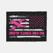 Fights Breast Cancer Alone Us Flag Nk Ribbon Fleecedecke (Vorderseite (Horizontal))