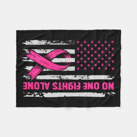 Fights Breast Cancer Alone Us Flag Nk Ribbon Fleecedecke (Vorderseite (Horizontal))
